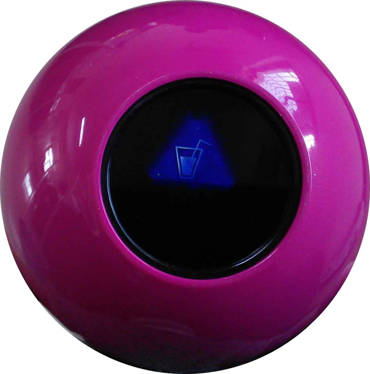 Custom magic 8 ball with Image answers about tumbler shape