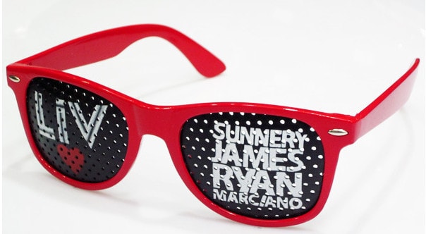 red pinhole sunglasses with custom logo
