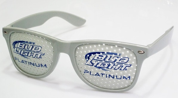 white pinhole sunglasses with custom logo