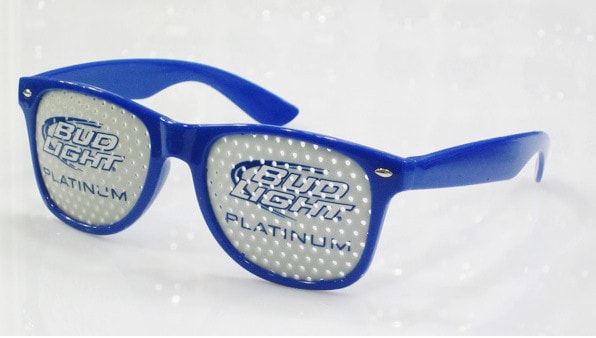 Blue pinhole sunglasses with custom logo
