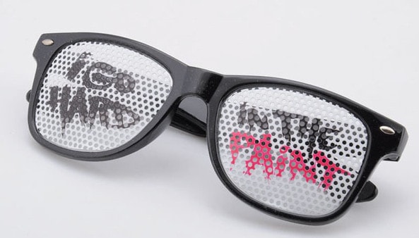Black pinhole sunglasses with custom logo