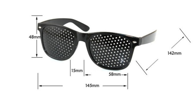 the size of pinhole eyeglasses with details