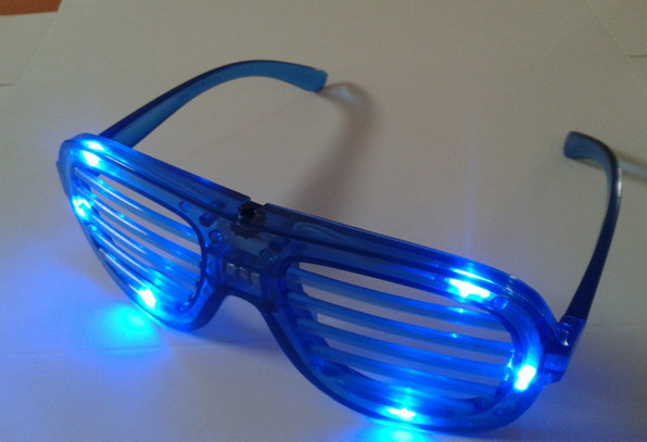 the side review of Custom Blue Light Up Shutters Sunglasses