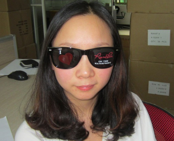 sunglasses with logo printed on lenses