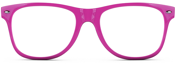 sunglasses with logo printed on lenses and red frame