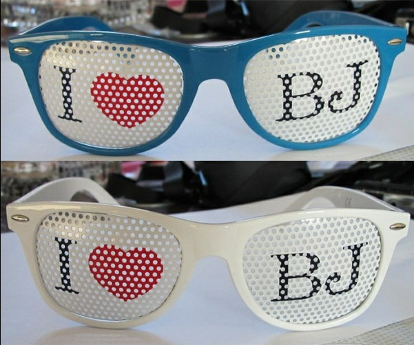 custom eyeglasses with two color removable logo sticker